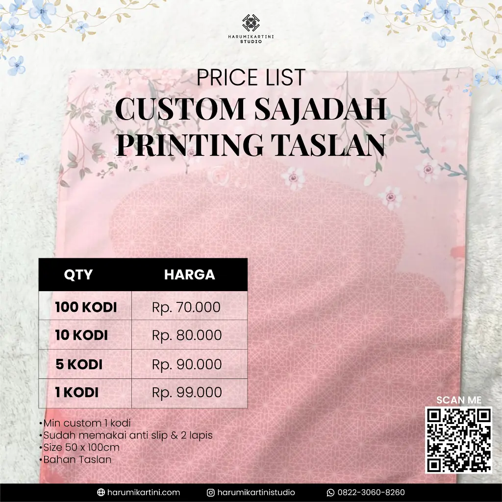 PRICE LIST CUSTOM SAJADAH PRINTING TRAVEL.webp