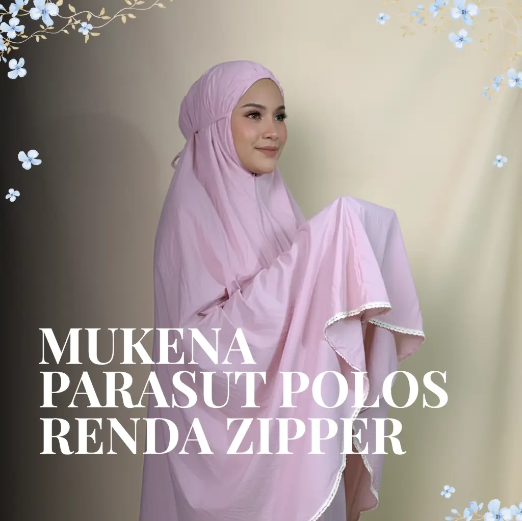Mukena Parasut Cotton Renda Zipper Kotak