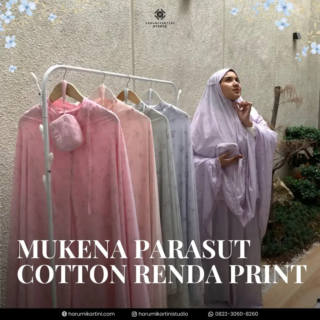 [HKS-MKN-MPFL-MIX] Mukena Parasut Cotton Print Renda