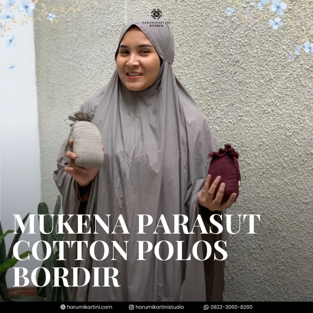 [HKS-MKN-PCPE-MIX] Mukena Parasut Cotton Polos Bordir
