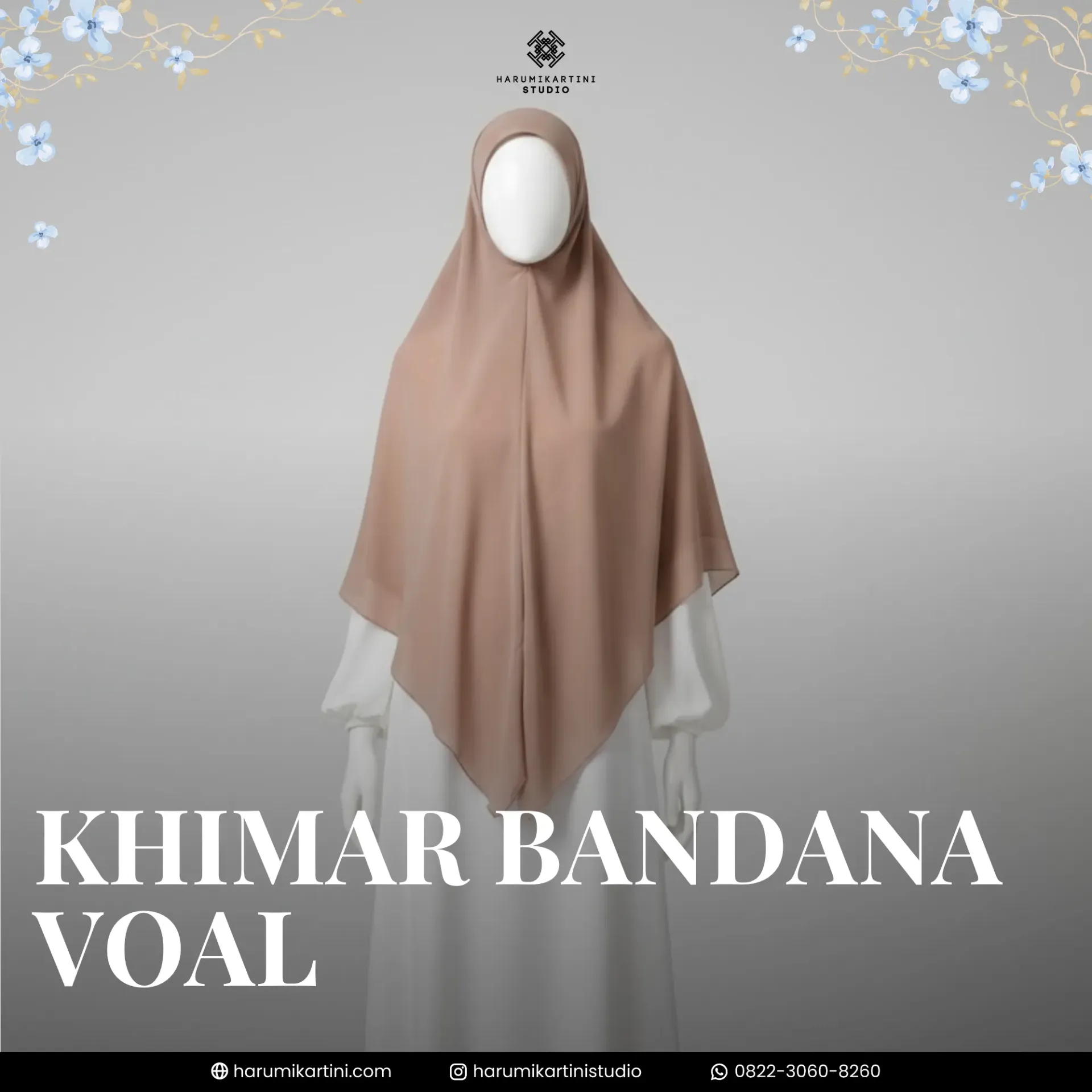 [HKS-KHM-KVH-AGR-001] Khimar Bandana (Khiban) (140 x 140, ash grey)