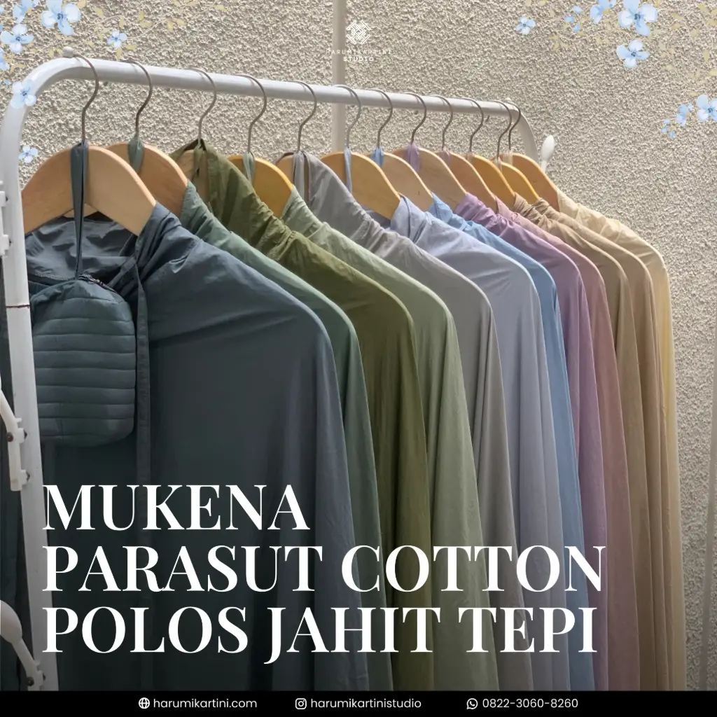[HKS-MKN-PCTW-ARM] Mukena Parasut Cotton Polos Jahit Tepi (army)
